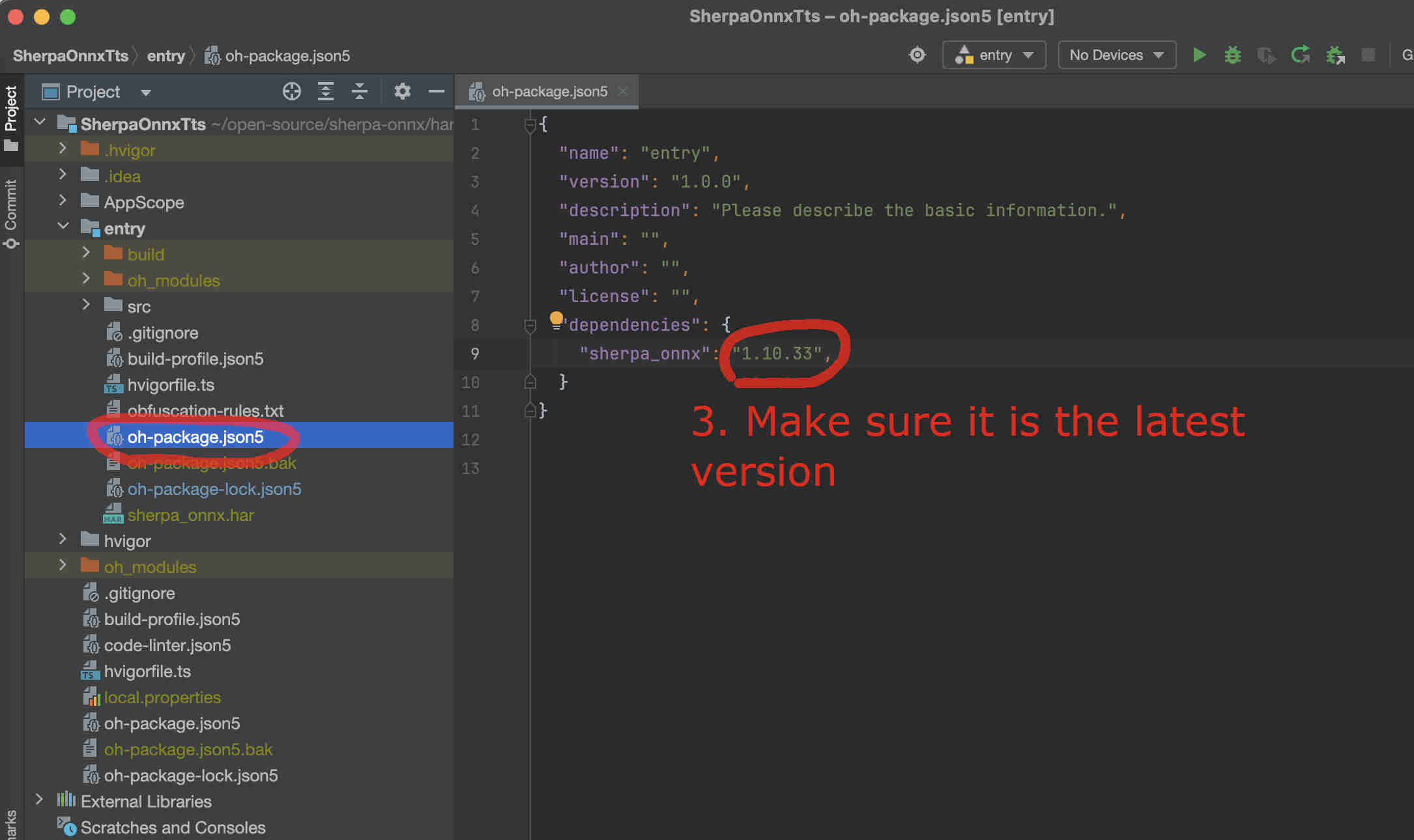Screenshot of check version