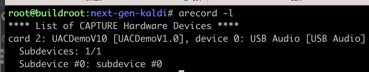 output of arecord -l