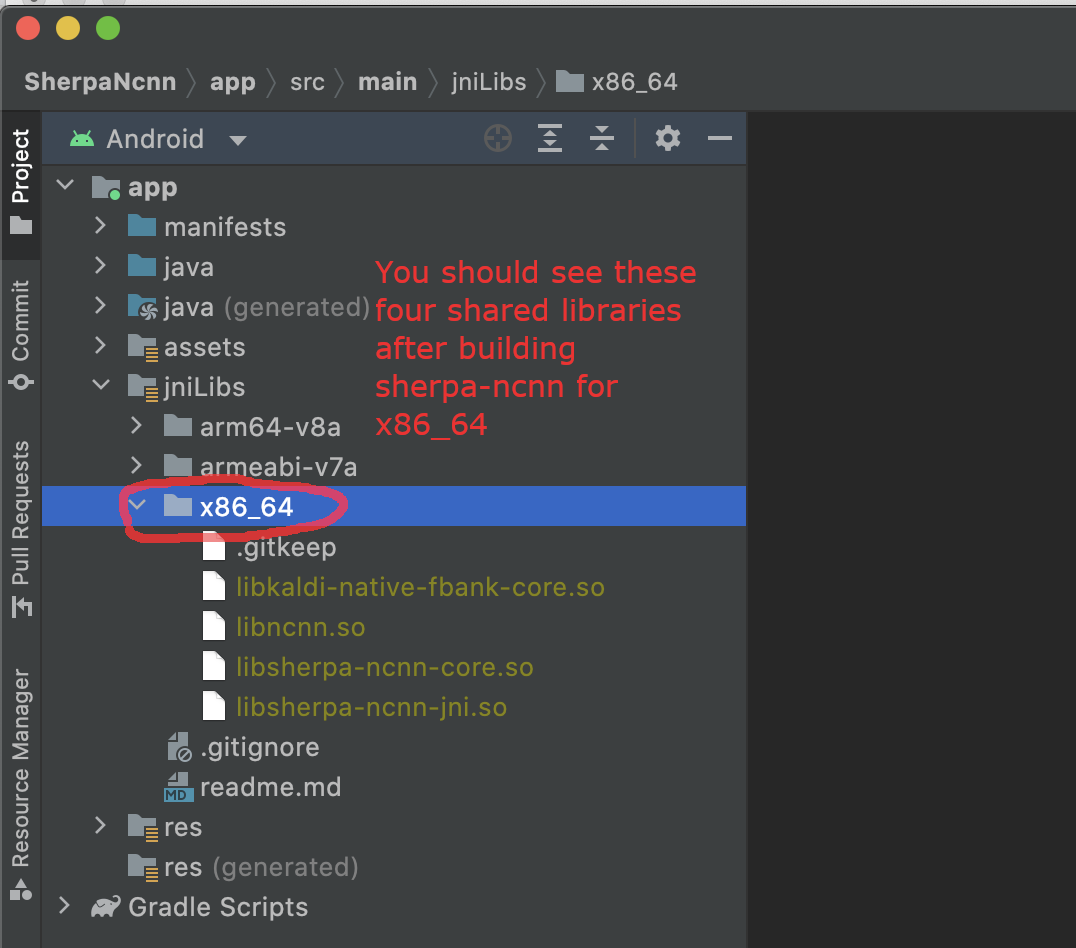 Generated shared libraries for x86_64